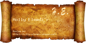 Holly Elemér névjegykártya